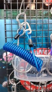 Aquaverse Twin Reef Hook with Stainless Steel Cable Spiral Coil Lanyard Drift Hook for Scuba Diving Drift Dive Seanergy Scuba