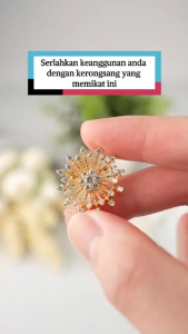 KERONGSANG TUDUNG Saduran Emas 24K Permata Putih Zhulian