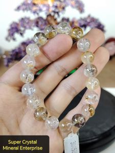Natural Pakistan Premium Grade Skeletal Diamond Quartz Crystal Beads Bracelet HDC06