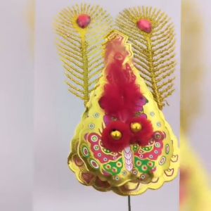 镭射招财金花/J012镭射招财金尾金花/新年装饰/布球金花 Joss Flower