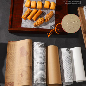 50pcs Oil-Proof Paper Food Wrapping Paper Baking Sandwich Burger Fries Fried Food Wrapping Paper Plate Mat Accessories