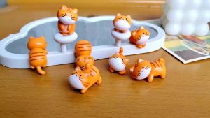 8pcs Funny Cute Orange Cat Animal Car Decoration Pvc Craft Miniature Figure Tiny for Bonsai Microlandscape Fairy Garden Decor