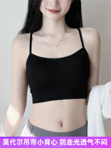 สีดำ Modal ฤดูร้อน บางครึ่งความยาว ไม่มีสาย เสื้อครอป ผู้หญิง หลอดป้องกันแสง เสื้อท่อนบน ชุดชั้นในแบบสั้น สลิมฟิต สุภาพสตรี เสื้อกั๊ก