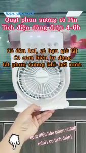 Quạt Phun Sương 600ml làm mát không khí để bàn làm việc phòng ngủ có thể xông tinh dầu có ngăn đá kèm đèn led hẹn giờ Fan