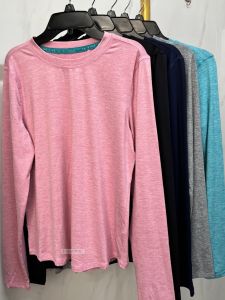 Womens Fitness Clothing Long Sleeve Fleece Brushed round Neck T-shirt Quick Dry Breathable Elastic Base Layer T-shirt Sports Gymwear