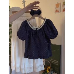 TIANANQI | Áo Dots Trễ Vai Pháp Sweet Two-Way Wear