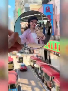 [SG Stock] Handheld Round Selfie Mirror Viral Convex Mirror for Travel Photography Aesthetic Photo Prop for Friends Group Selfie Portable HD Mirror