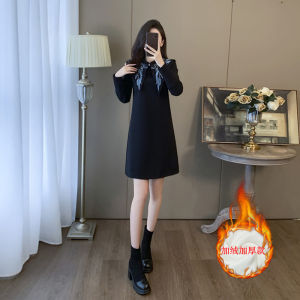 Red Chinese New Year Warrobe Sweatshirt Dress Womens Autumn Winter Slimming National Style High-End Small Skirt Dress