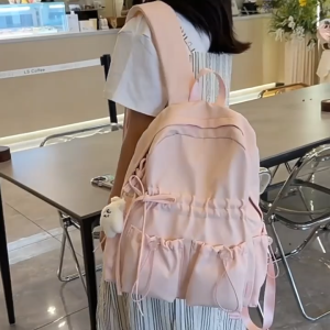 Lemster Elastic Band Design Backpack Simple Fashion Student School Bag Multiple Color Options Travel Backpack