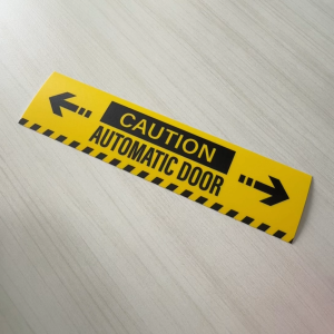 Caution Automatic Door. Awas Pintu Automatik. 自动门. Sticker Sign Label Signage Hazard Safety Stripes. Open Entrance Entry