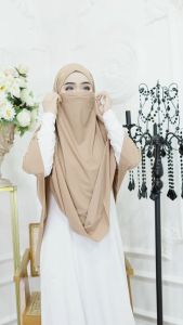 Bergo French Khimar Lesty Umroh Jumbo Cadar Tali Niqob Jersey Super (Khimar Lesty)