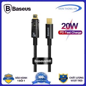 Dây sạc nhanh iphone 20w Baseus - Cáp sạc tự ngắt khi đầy pin type c to lightning bọc dù ip X 11 12 13 14 promax ... vienthonghn