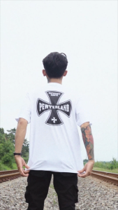 Pewterland T-Shirt Chopper White Kaos Baju Putih Lengan Pendek Pria dan Wanita