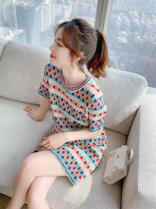 High-end Stylish Petite Icy Silk Short Sleeve Knit Dress