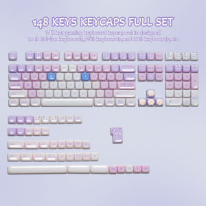 WOMIER 148 Keys MAO Profile Pink Jelly Cat PBT Keycaps Dye Sub Key caps for 61/87/104 Cherry MX Switch Gaming Mechanical Keyboard