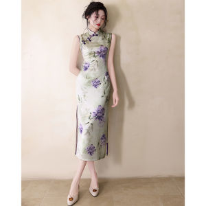 Chinese Style Young Floral Jacquard Elegant Cheongsam