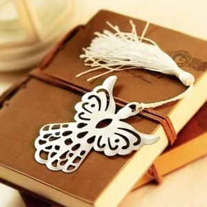 Butterfly Stainless Steel Bookmark Silver Hollow Out Metal Page Marker with Tassel for Book Lovers Students