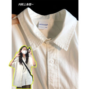 เสื้อเชิ้ตแขนสั้นผู้หญิงผ้าฝ้ายแท้สไตล์ญี่ปุ่นสีขาว ทรงหลวม ทรงปกติ คอโปโล ทรงปกติ ฤดูร้อน 2023