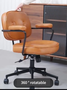 EURAKE Luxury Leather Chair Non Sag Seat Chair 360 Degree Rotating Chair One Hand Lift Desk Chair