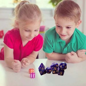 7 Pcs Dadu Polyhedral Dadu Warna Warni Polyhedral Dice RPG DND 7pcs Dadu DND Dadu Transparan