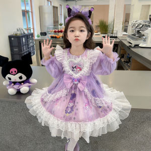 SHUNAICHI Halloween Christmas Anime Sanrio Cosplay Princess Dress Kuromi Lolita Childrens Costume Dresses Puffy Skirt Suit Halloween Cute Girl Birthday Gift