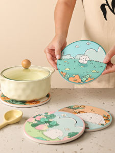 High Temperature Resistant Ceramic Hot Pot Trivet Dinner Table Mat Heat Insulation Pad Anti-Scalding Pad Home Use Premium Feeling Bowl Plate Mat