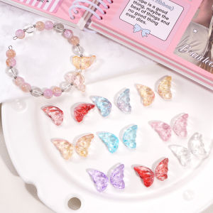 10Pcs 11x20mm Colorful Glass Single-sided Wing-shaped Loose Spacer Beads for Jewelry Making DIY Bracelet Necklace Phone Chain