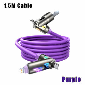 1M/1.5M 4 in 1 Data Line 240W Fast Charge USB Type C PD Silicone Data Cable for iPhone Huawei Samsung Xiaomi Hono