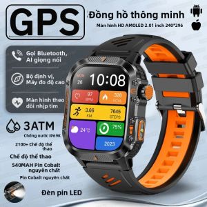 Đồng Hồ Thông Minh Quân Sự GPS 2025 Màn Hình AMOLED 2.01 Inch Chống Nước 3ATM IP69K Theo Dõi Thể Dục Thể Thao Ngoài Trời Tích Hợp La Bàn Và Chức Năng Gọi Điện