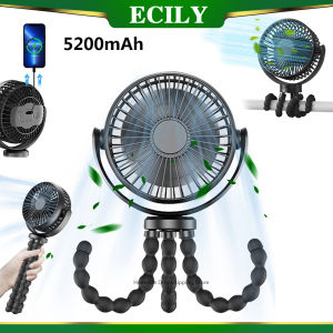 ECILY Portable Stroller Fan Hand USB Electric Fan Powered Small Folding Rechargeable Fans Mini Ventilator Silent Table Outdoor Cooler