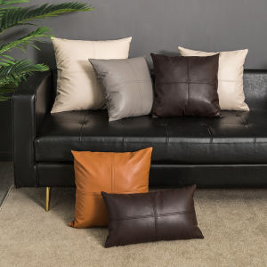 Luxurious Leatherette Sofa Pillow Living Room Decor Square Shape European Style Solid Color Insert Filling PP Cotton Cushion Cover