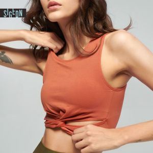 Womens Yoga Sports Bra Tank Top Set Breathable Fitness Clothing with Chest Pad Fashionable Quick Dry Ultra Elastic Nylon