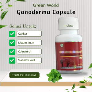 Green World Ganoderma Plus Capsule – Ekstrak Ganoderma Lucidum Asli untuk Daya Tahan Tubuh Suplemen Herbal Premium Penyeimbang Fungsi Organ & Detoks Alami Dukung Imunitas & Detoks Tubuh Alami Herbal Ganoderma Asli Penunjang Kesehatan Organ & Kekebalan