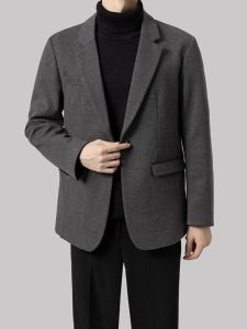 เสื้อสูทผู้ชาย ผ้าขนสัตว์ หนา ฤดูใบไม้ร่วง/ฤดูหนาว สไตล์เกาหลี ลำลอง ธุรกิจ หลากหลาย ผ้าขนสัตว์ ขนาดเล็ก สไตล์สูท