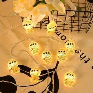1pc LED Halloween Mummy String Lights Hanging Decorative Lights Battery Powered For Home Bedroom Yard Ranch Party Decoration