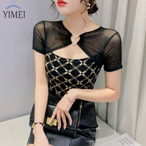 YIMEI 2023 Summer Hot Diamond T-shirt: A Fashion Must-Have