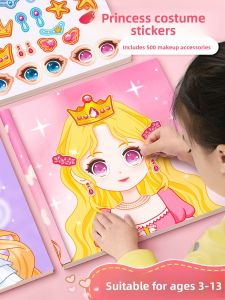 MONLEYTA | Princess Dress-Up Sticker Book Birthday Gift For Girls Ages 3-6 Educational Makeup Toy Childrens Intelligence Enhancement Book