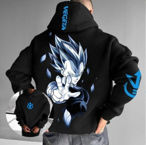Dragon Ball Vegeta Anime Print Oversized Graphic Hooded Sweatshirt Men Women Streetwear Pullover Hoodie Spring Autumn Casual Top