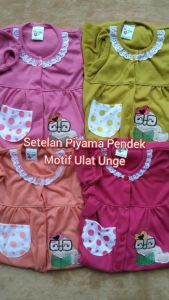 Setelan Baju Bayi Piyama Bayi Pendek Perempuan ULAT Unge Size 6-18 Bulan ZPY76