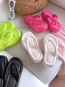 [READY STOCK+🇲🇾] 6cm High Heels Womens EVA Thick Soled Wedge Flip Flop Summer Outdoor Korea Style Plain Colour Slipper Sandal | Kasut Selipar Tinggi Flip Flop Perempuan Wanita