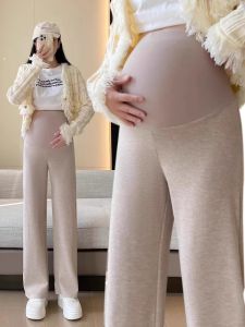 Quần Ống Rộng Lót Lông Cừu Cạp Cao Cho Bà Bầu Mùa Thu Đông Quần Dài Ống Đứng Cỡ Nhỏ Quần Dài Thường Ngày Thoải Mái