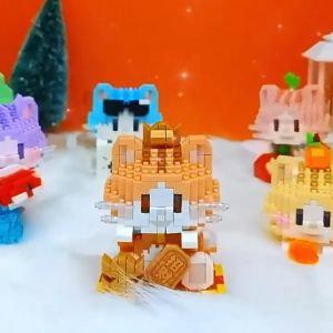 Lelebrother Block BRICKS Cat Cute Lucky Fortune Cat Diary Gift Decoration Building Brick Toy 招财猫日记