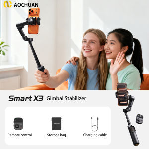 AOCHUAN Smart X3 Handheld Gimbal Stabilizer Foldable Bounce Type Built-in 51CM Extension Rod for iPhone Android Vlog Shooting