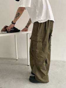 XXSTORE Retro American Style Cargo Pants Loose Fit Mens Casual Long Trousers Youth Trendy Workwear Trousers Basic Style
