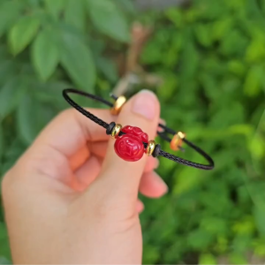 Q2081 Vòng túi tiền Ngọc Huyết Đỏ dây cáp ko kén mệnh - Phong Thuỷ TUDO