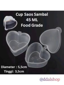 Cup Tempat Sambal Saos Mayonaise Kecap Plastik 45ml Motif Hati Tutup Klip 50pcs
