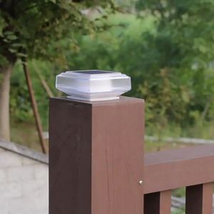 Modern Transparent Solar Post Lights Dual Color Warm White Solar Fence Cap Lamp Auto On/Off Landscape Light for Outdoor Walkw