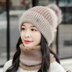 Fashionable Knitted Fleece Lined Winter Hat for Women Autumn Winter Cycling Warm Windproof Cold Proof Cotton Cap Casual Style