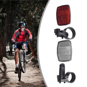 2 Pack Front & Rear Bike Bicycle Reflector Set Red White Fixings Mounting Bracket Warning Light Safety Lens Bicycle Accessorie