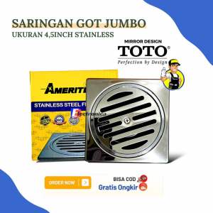 SARINGAN FLOOR DRAIN - PREMIUM QUALITY 45" MODEL TOTO MIRROR / SARINGAN GOT KAMAR MANDI STAINLESS / AFUR SARINGAN GOT KAMAR MANDI